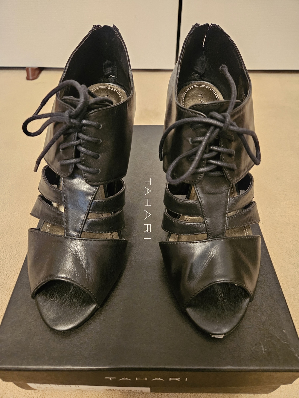 Tahari Black Strappy Lace-Up Women's Heels